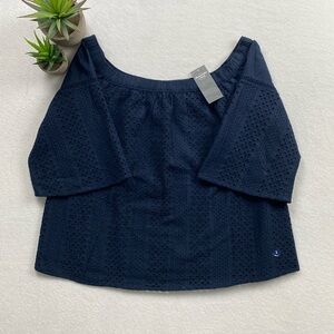 Abercrombie & Fitch Eyelet Lined Off Shoulder Short Sleeve Blouse Top *NWT*